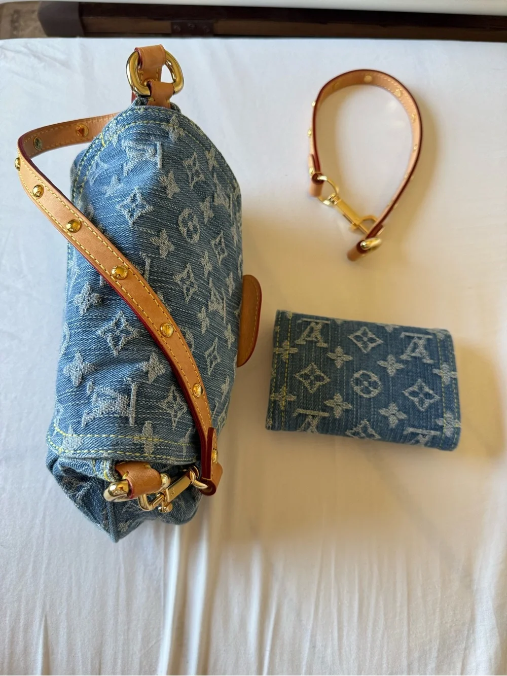 Bundle Blue Denim hobo bag Pochette Shoulder Bag with wallet